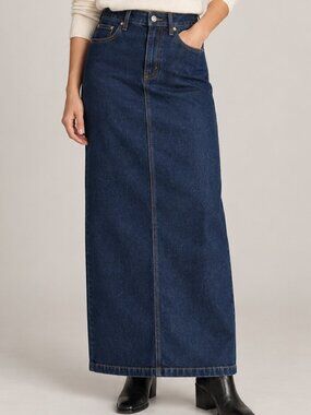H&M Dark Wash Denim Maxi Skirt Size 10 NWT